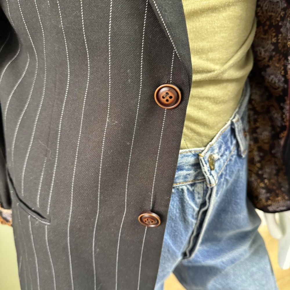 Vintage Slatl & Dean Pinstripe Blazer – Men’s Medium, Women’s Oversized Fit Des - Picture 8 of 8